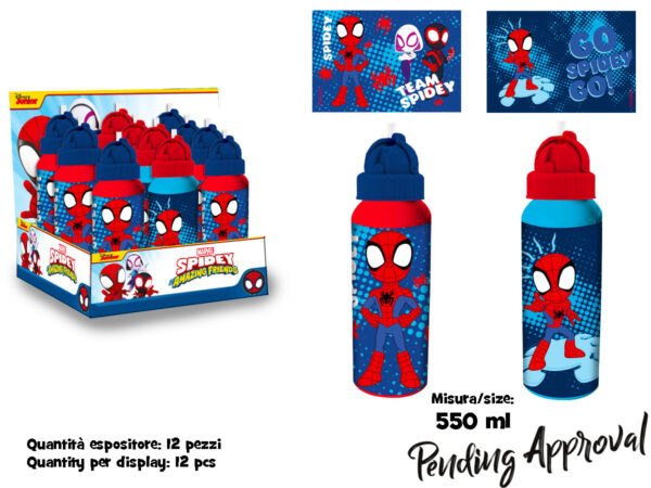 BORRACCIA ALLUMINIO CON CANNUCCIA 550 ML SPIDEY